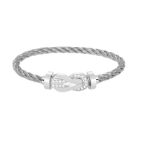 [Aethel jewelry]CHANCE LARGE 8 FIGURE BUCKLE HALF DIAMOND BRACELET SILVER