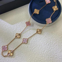 [Aethel jewelry]CLOVER 10 MOTIFS  LASER PINK MOP NECKLACE