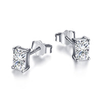 [Aethel jewelry]Stylish Shiny Rectangular Center Stone Stud Earrings