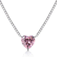 [Aethel jewelry]8.0 Carat Versatile Colorful Sweet Heart-Shaped Tennis Necklace