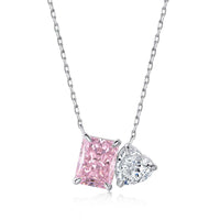 [Aethel jewelry]Dazzling Square & Heart Shape Necklace