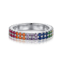 [Aethel jewelry]Unique Colorful Round Cut Tennis Ring