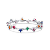 [Aethel jewelry]Radiant Colorful Round Cut Daily Ring