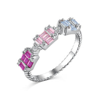 [Aethel jewelry]Unique Colorful Emerald Cut Party Ring
