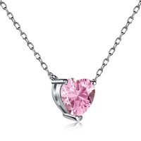 [Aethel jewelry]Heart Shape Main Stone Pendant Collarbone Necklace