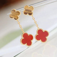 [Aethel jewelry]CLOVER  2 MOTIF  TIGER EYE CARNELIAN EARRINGS