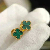 [Aethel jewelry]CLOVER MINI 9.5MM MALACHITE  EARRINGS