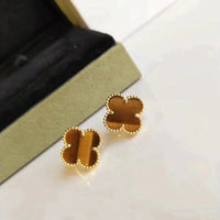 [Aethel jewelry]CLOVER MEDIUM 1 MOTIFS TIGER EYE EARRINGS