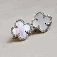 [Aethel jewelry]CLOVER MEDIUM 1 MOTIFS  WHITE MOP EARRINGS SILVER