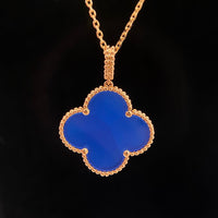 [Aethel jewelry]CLOVER 25MM NECKLACE TURQUOISE ROSE GOLD