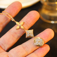 [Aethel jewelry]STAR AND SUN DIAMOND PINK GOLD NECKLACE
