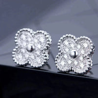 [Aethel jewelry]CLOVER 1 MOTIFS DIAMOND STUD EARRINGS SILVER