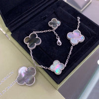[Aethel jewelry]CLOVER 5 MOTIFS SIVLER DARK MOP BRACELET