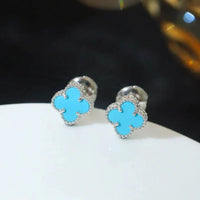 [Aethel jewelry]CLOVER MINI 9.5MM ONYX STUD EARRINGS SILVER