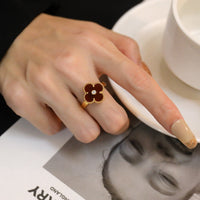 [Aethel jewelry]CLOVER CARNELIAN RING ROSE GOLD DIAMOND