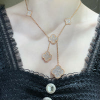 [Aethel jewelry]CLOVER 6 MOTIF DIAMOND PAVED NECKLACE