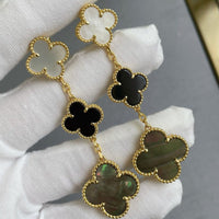 [Aethel jewelry]CLOVER 3 MOTIF MOP ONYX DARK MOP PINK GOLD EARRINGS