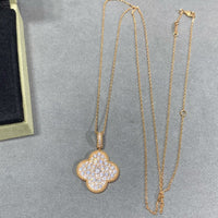 [Aethel jewelry]CLOVER 25MM LARGE PEDANT DIAMOND PAVED LONG NECKLACE