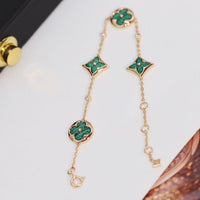 [Aethel jewelry]STAR AND SUN 4 MOTIF PINK GOLD MALACHITE BRACELET