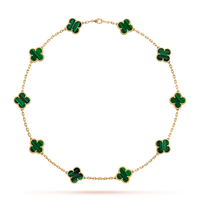 [Aethel jewelry]CLOVER 10 MOTIFS MALACHITE NECKLACE