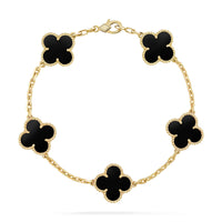 [Aethel jewelry]CLOVER  5 MOTIFS BLACK ONYX BRACELET