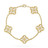 [Aethel jewelry]CLOVER 5 MOTIFS  FULL DIAMOND BRACELET