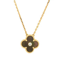 [Aethel jewelry]CLOVER 15MM DIAMOND AND MOTHER-OF-GREY NECKLACE