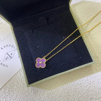 [Aethel jewelry]CLOVER 15MM DIAMOND  PURPLE VIOLET NECKLACE