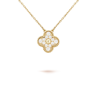 [Aethel jewelry]CLOVER 15MM DIAMOND SINGLE FLOWER NECKLACE