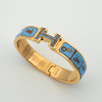 [Aethel jewelry]H PINK GOLD BRACELET BLUE CERAMIC