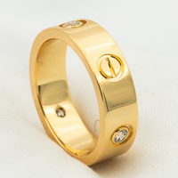 [Aethel jewelry]LOVE RING 5.5MM 3 DIAMONDS PINK GOLD