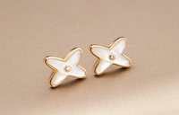 [Aethel jewelry]JEUX DE WHITE MOP ROSE GOLD DIAMOND EARRINGS
