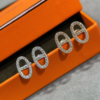 [Aethel jewelry]HM FULL DIAMOND PIG NOSE STUD EARRINGS