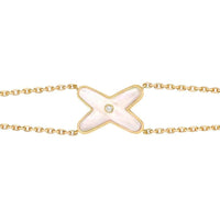 [Aethel jewelry]JEUX BRACELET WHITE MOP GOLD 1 DIAMOND