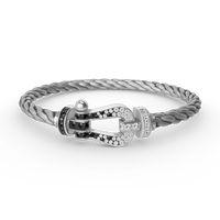 [Aethel jewelry]FORCE LARGE HORSESHOE BLACK WHITE DIAMOND BRACELET SILVER
