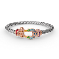 [Aethel jewelry]FORCE LARGE HORSESHOE  COLORED DIAMOND BRACELET ROSE GOLD
