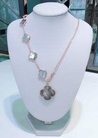 [Aethel jewelry]COMBINED BRACELET 5 MOTIFS AND NECKLACE DARK MOP ROSE GOLD